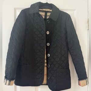 Burberry Black Quilted Jacket with Signature Check Trim